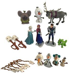 Disney Frozen Movie Character Figures Cake Toppers Elsa Anna Olaf Lot of 19